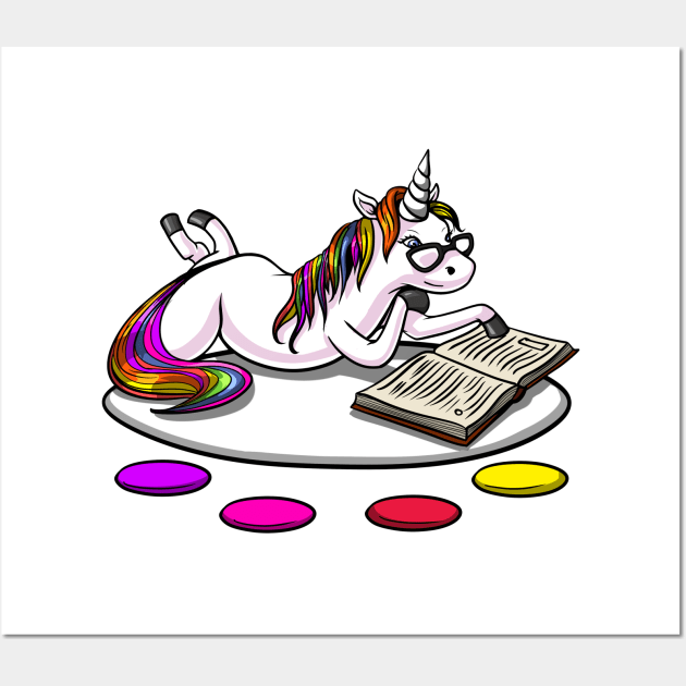 Unicorn Reading Book Wall Art by underheaven